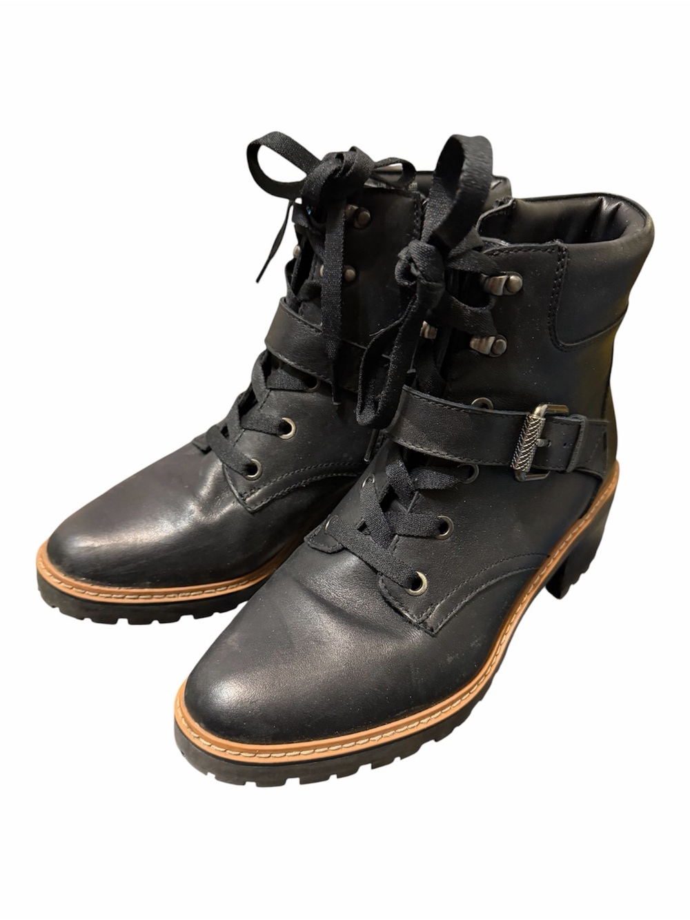Naturalizer Black Lace-Up Leather Combat Boots - Women's size 7